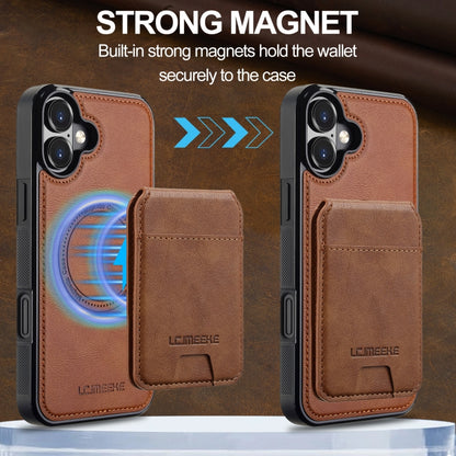 For iPhone 16 LC.IMEEKE L3 Series Detachable RFID Card Bag Magsafe Phone Case(Brown) - iPhone 16 Cases by LC.IMEEKE | Online Shopping South Africa | PMC Jewellery | Buy Now Pay Later Mobicred