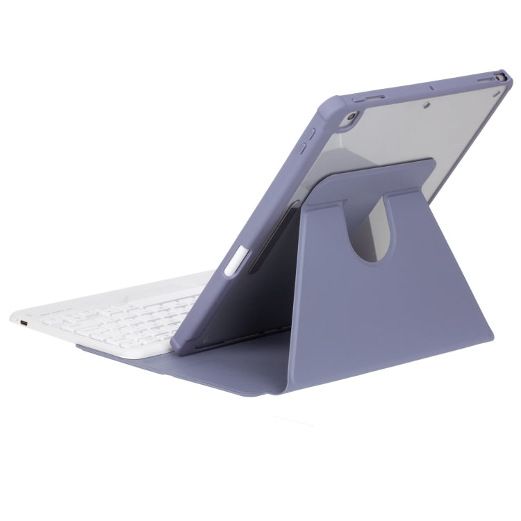For iPad Pro 11 2024 L13-AS 360 Rotation Acrylic Transparent Bluetooth Keyboard Leather Case With Touch Control / Backlight(Purple) - For iPad Pro by PMC Jewellery | Online Shopping South Africa | PMC Jewellery | Buy Now Pay Later Mobicred