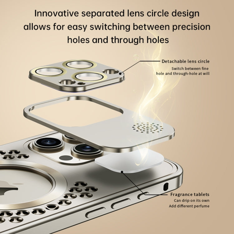 For iPhone 16 Pro Spring Buckle MagSafe Magnetic Metal Aromatherapy Phone Case(Silver) - free shipping - PMc TechLife - Order now!