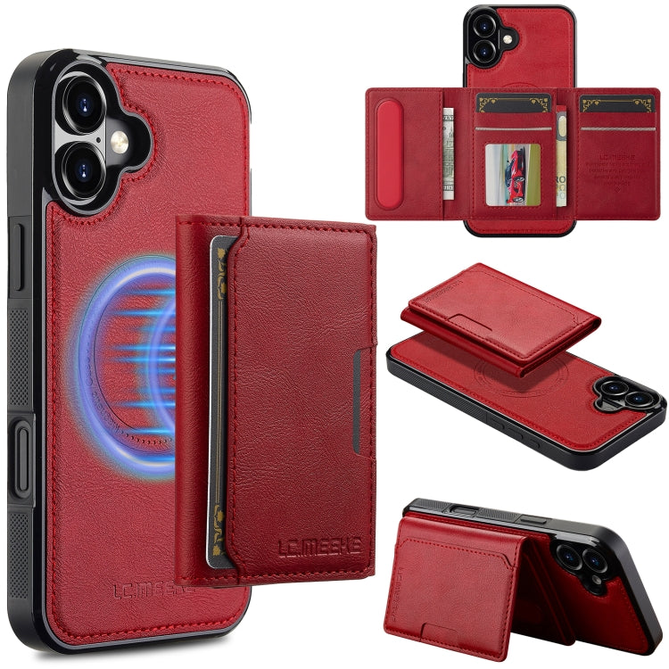 For iPhone 16 Plus LC.IMEEKE L5 Series Detachable RFID Card Bag Magsafe Phone Case(Red) - iPhone 16 Plus Cases by LC.IMEEKE | Online Shopping South Africa | PMC Jewellery | Buy Now Pay Later Mobicred