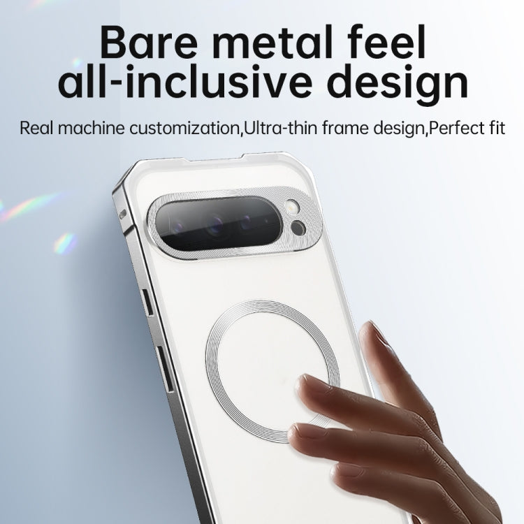 For Google Pixel 8 Irregular Alloy Frame Fosted Translucent MagSafe Phone Case(Titanium) - Google Cases by PMC TechLife | Online Shopping South Africa | PMC TechLife | Buy Now Pay Later Mobicred