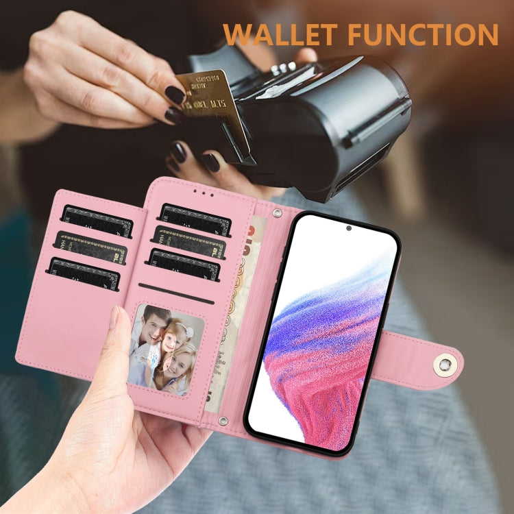 For Doogee N55 Plus Rhombic Texture Flip Leather Phone Case with Lanyard(Pink) - Doogee Cases by PMC TechLife | Online Shopping South Africa | PMC TechLife | Buy Now Pay Later Mobicred