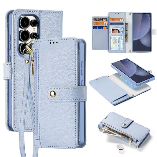 For Samsung Galaxy S25 Ultra 5G DUX DUCIS Lawa Series 2 in 1 Wallet Zipper Detachable MagSafe Phone Case with Lanyard(Light Blue) - Galaxy S25 Ultra 5G Cases by DUX DUCIS | Online Shopping South Africa | PMC Jewellery | Buy Now Pay Later Mobicred