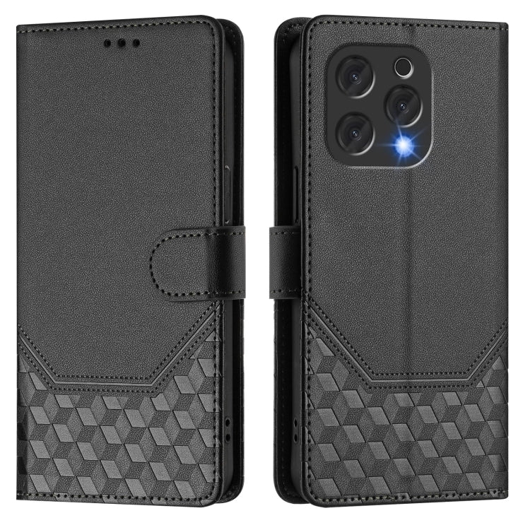 For Doogee N55 Plus Honeycomb Embossing RFID Leather Phone Case(Black) - More Brand by PMC TechLife | Online Shopping South Africa | PMC TechLife | Buy Now Pay Later Mobicred