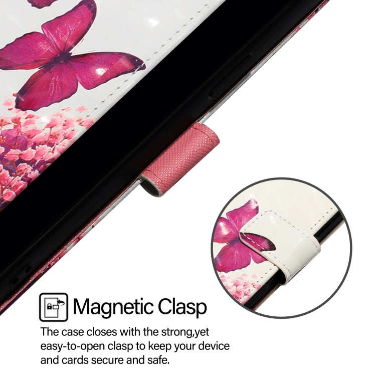 For Doogee N55 Plus 3D Painting Horizontal Flip Leather Phone Case(Rose Butterfly) - More Brand by PMC TechLife | Online Shopping South Africa | PMC TechLife | Buy Now Pay Later Mobicred