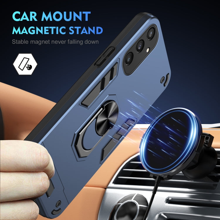 For Samsung Galaxy S25 5G Shockproof Metal Ring Holder Phone Case(Blue) - Galaxy S25 5G Cases by PMC Jewellery | Online Shopping South Africa | PMC Jewellery | Buy Now Pay Later Mobicred