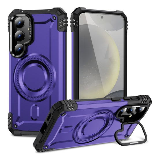 For Samsung Galaxy S25+ 5G Lens Holder MagSafe Phone Case(Purple) - Galaxy S25+ 5G Cases by PMC Jewellery | Online Shopping South Africa | PMC Jewellery | Buy Now Pay Later Mobicred