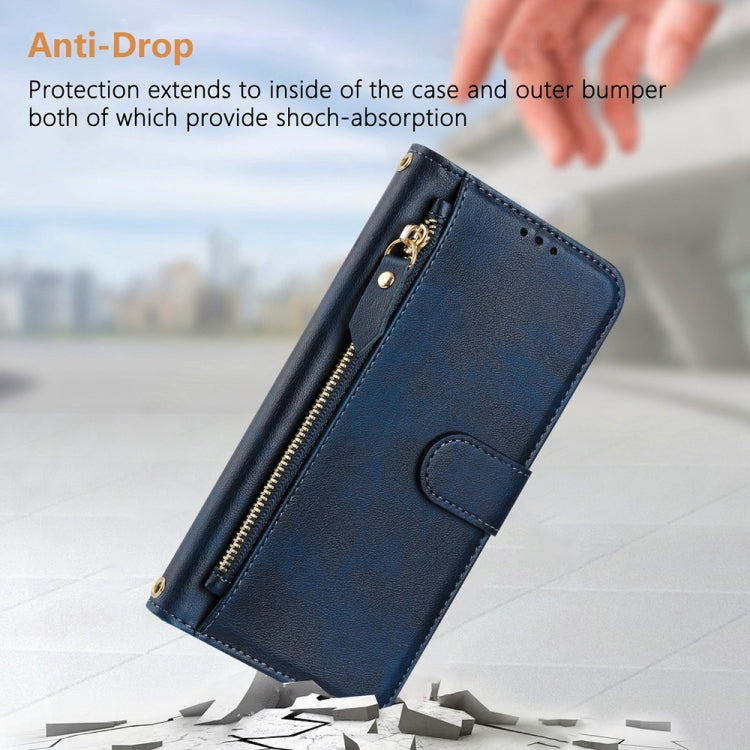 For Doogee N55 Plus Multi-Card Slots Zipper Wallet Leather Phone Case(Blue) - Doogee Cases by PMC TechLife | Online Shopping South Africa | PMC TechLife | Buy Now Pay Later Mobicred