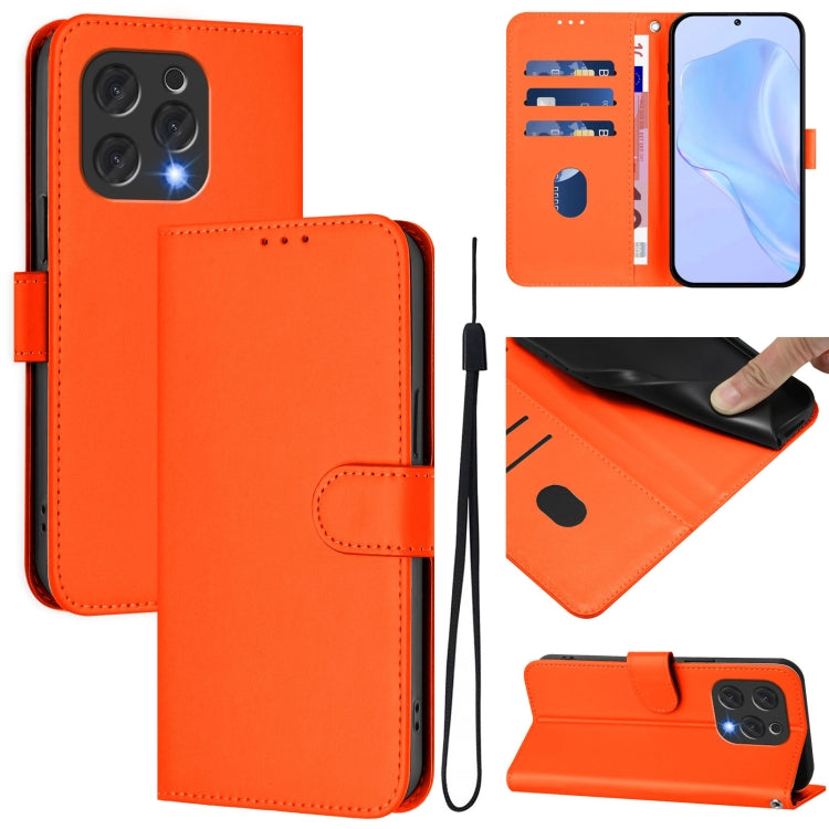 For Doogee N55 Plus Skin Feel Solid Color Leather Phone Case with Lanyard(Orange) - Doogee Cases by PMC TechLife | Online Shopping South Africa | PMC TechLife | Buy Now Pay Later Mobicred