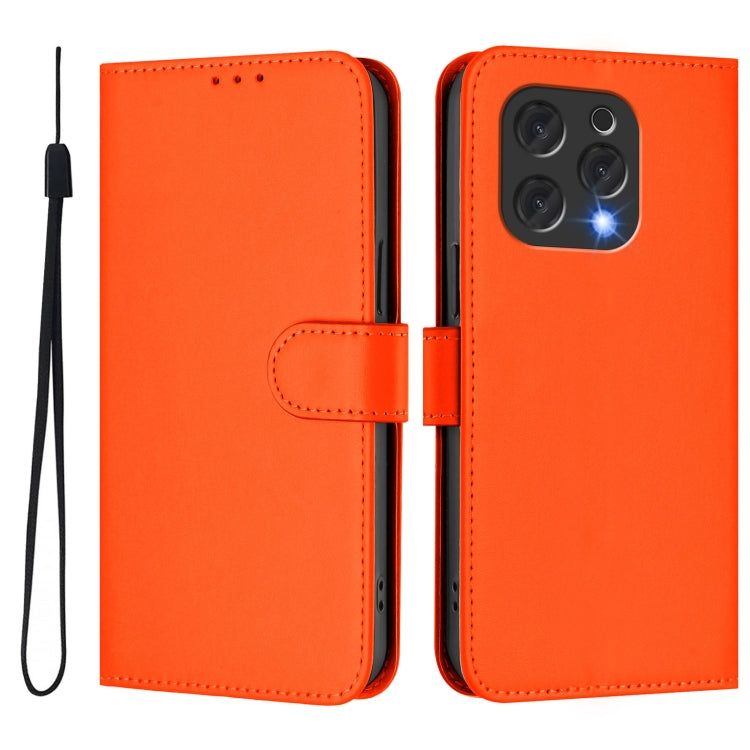 For Doogee N55 Plus Skin Feel Solid Color Leather Phone Case with Lanyard(Orange) - Doogee Cases by PMC TechLife | Online Shopping South Africa | PMC TechLife | Buy Now Pay Later Mobicred