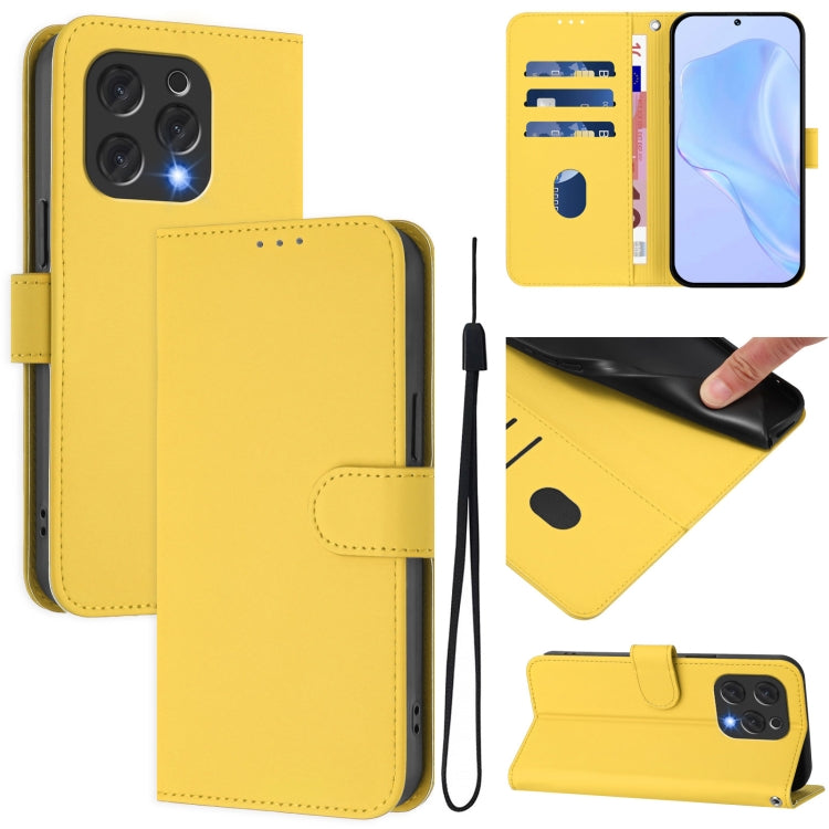For Doogee N55 Plus Skin Feel Solid Color Leather Phone Case with Lanyard(Lemon Yellow) - free shipping - PMC TechLife - Order now!