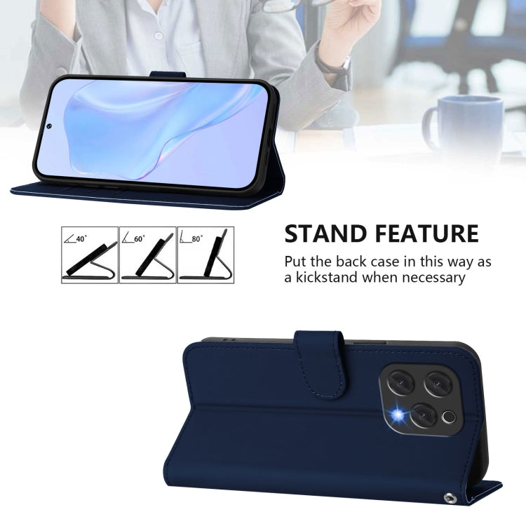 For Doogee N55 Plus Skin Feel Solid Color Leather Phone Case with Lanyard(Navy Blue) - Doogee Cases by PMC TechLife | Online Shopping South Africa | PMC TechLife | Buy Now Pay Later Mobicred