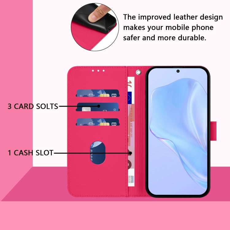 For Doogee N55 Plus Skin Feel Solid Color Leather Phone Case with Lanyard(Rose Red) - Doogee Cases by PMC TechLife | Online Shopping South Africa | PMC TechLife | Buy Now Pay Later Mobicred