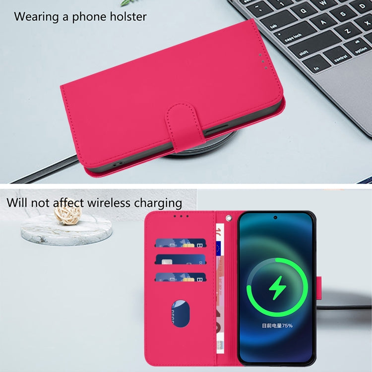 For Doogee N55 Plus Skin Feel Solid Color Leather Phone Case with Lanyard(Rose Red) - Doogee Cases by PMC TechLife | Online Shopping South Africa | PMC TechLife | Buy Now Pay Later Mobicred
