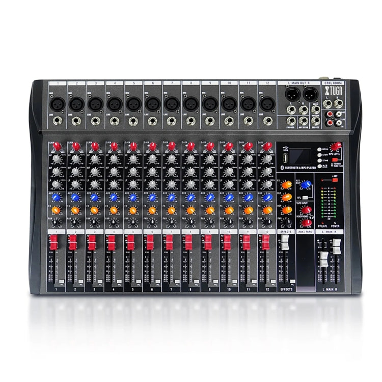 XTUGA CT120X 12-Channels Audio Mixer DJ Mixing Console with 48V Power Supply(UK Plug) - Live Sound Effects Processors by XTUGA | Online Shopping South Africa | PMC TechLife | Buy Now Pay Later Mobicred