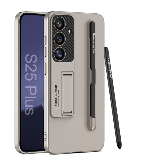 For Samsung Galaxy S25 5G GKK Ultra-thin Holder Phone Case with Pen Slots & Stylus Pen(Titanium Gray) - Galaxy S25 5G Cases by GKK | Online Shopping South Africa | PMC Jewellery | Buy Now Pay Later Mobicred