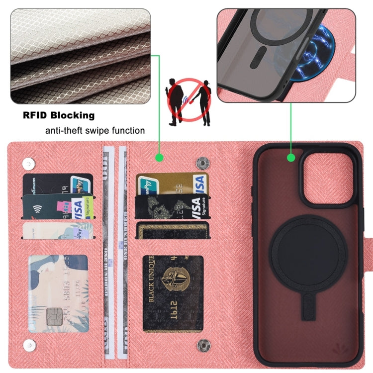 For iPhone 16 Pro Max ViLi GBS Series MagSafe Magnetic RFID Leather Flip Phone Case(Pink) - iPhone 16 Pro Max Cases by ViLi | Online Shopping South Africa | PMC Jewellery | Buy Now Pay Later Mobicred