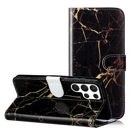 For Samsung Galaxy S25 Ultra 5G Colored Drawing Marble Pattern Leather Phone Case(Black Gold Marble) - Galaxy S25 Ultra 5G Cases by PMC Jewellery | Online Shopping South Africa | PMC Jewellery | Buy Now Pay Later Mobicred