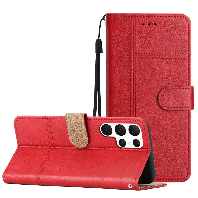 For Samsung Galaxy S25 Ultra 5G Cowhide Texture Stitching Leather Phone Case(Red) - Galaxy S25 Ultra 5G Cases by PMC Jewellery | Online Shopping South Africa | PMC Jewellery | Buy Now Pay Later Mobicred