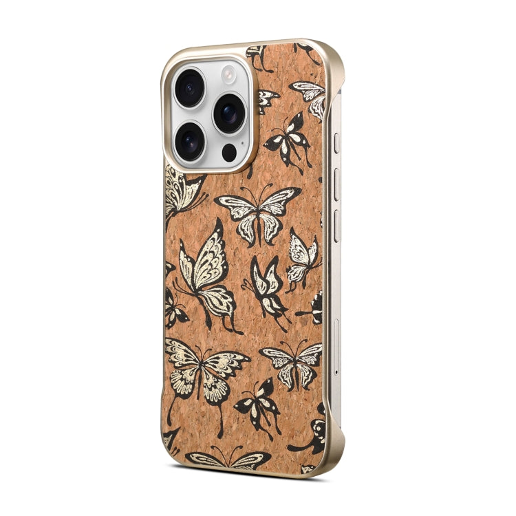 For iPhone 16 Pro Max Denior A18 WoodenPaint MagSafe Phone Case(Butterflies) - iPhone 16 Pro Max Cases by Denior | Online Shopping South Africa | PMC Jewellery | Buy Now Pay Later Mobicred