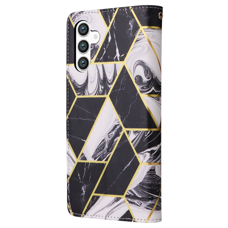 For Samsung Galaxy S25 5G Marble Bronzing Stitching Leather Phone Case(Black) - free shipping - PMC Jewellery - Order now!