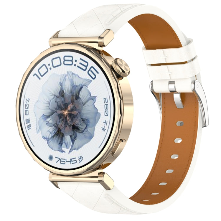 18mm Square Leather Silver Buckle Watch Band(White) - 18mm Bands by PMc TechLife | Online Shopping South Africa | PMc TechLife | Buy Now Pay Later Mobicred