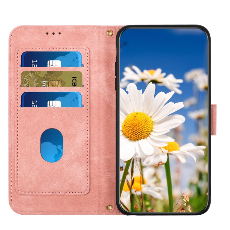 For iPhone 16e Floral Pattern Leather Phone Case with Lanyard(Pink) - iPhone 16e Cases by PMC TechLife | Online Shopping South Africa | PMC TechLife | Buy Now Pay Later Mobicred