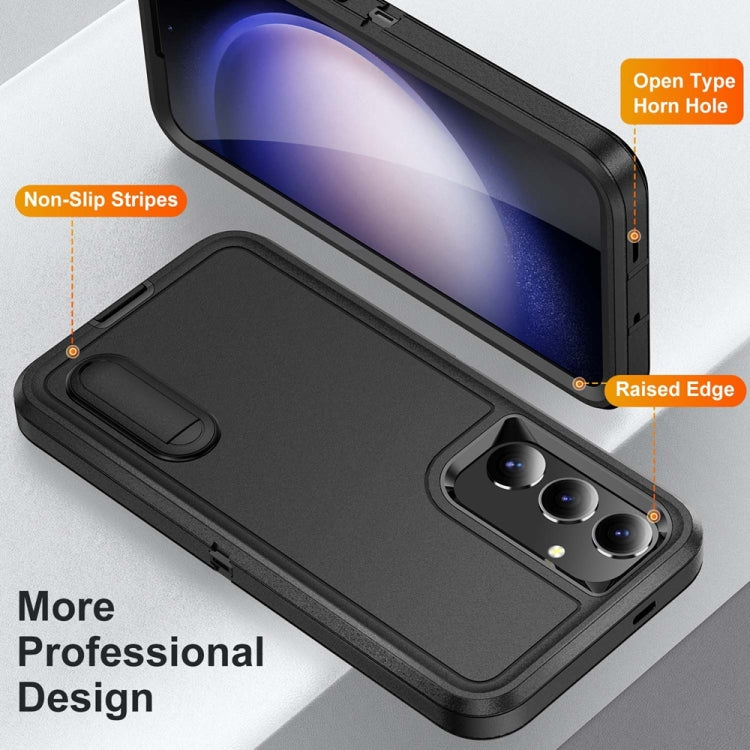 For Samsung Galaxy S24+ / S25+ 5G Rugged PC Hybrid Silicone Phone Case with Holder(Black) - Galaxy S25+ 5G Cases by PMC Jewellery | Online Shopping South Africa | PMC Jewellery | Buy Now Pay Later Mobicred