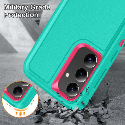 For Samsung Galaxy S24+ / S25+ 5G Rugged PC Hybrid Silicone Phone Case with Holder(Light Green+Rose Red) - Galaxy S25+ 5G Cases by PMC Jewellery | Online Shopping South Africa | PMC Jewellery | Buy Now Pay Later Mobicred