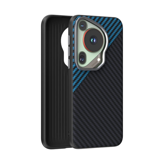 For Huawei Pura 70 Ultra ABEEL C Carbon Fiber Series 6D Micro Relief MagSafe Phone Case(Black Blue) - Huawei Cases by PMC Jewellery | Online Shopping South Africa | PMC Jewellery | Buy Now Pay Later Mobicred