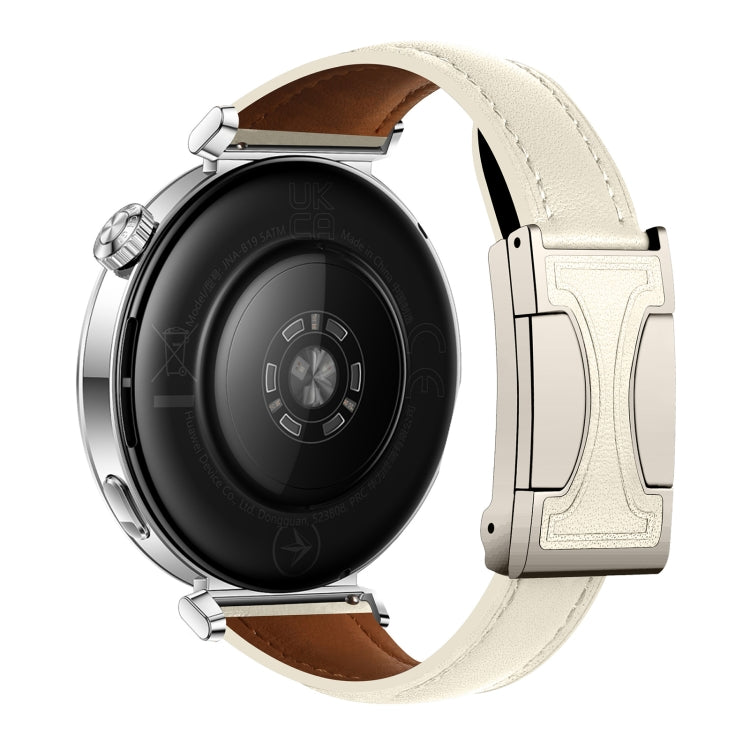 18mm Universal Slim Magnetic Buckle Genuine Leather Watch Band(Plain Weave Beige) - free shipping - PMc TechLife - Order now!
