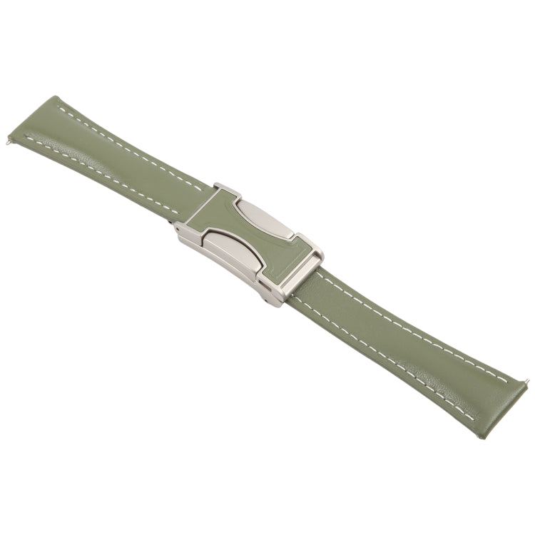 20mm Universal Slim Magnetic Buckle Genuine Leather Watch Band(Plain Weave Green) - free shipping - PMc TechLife - Order now!
