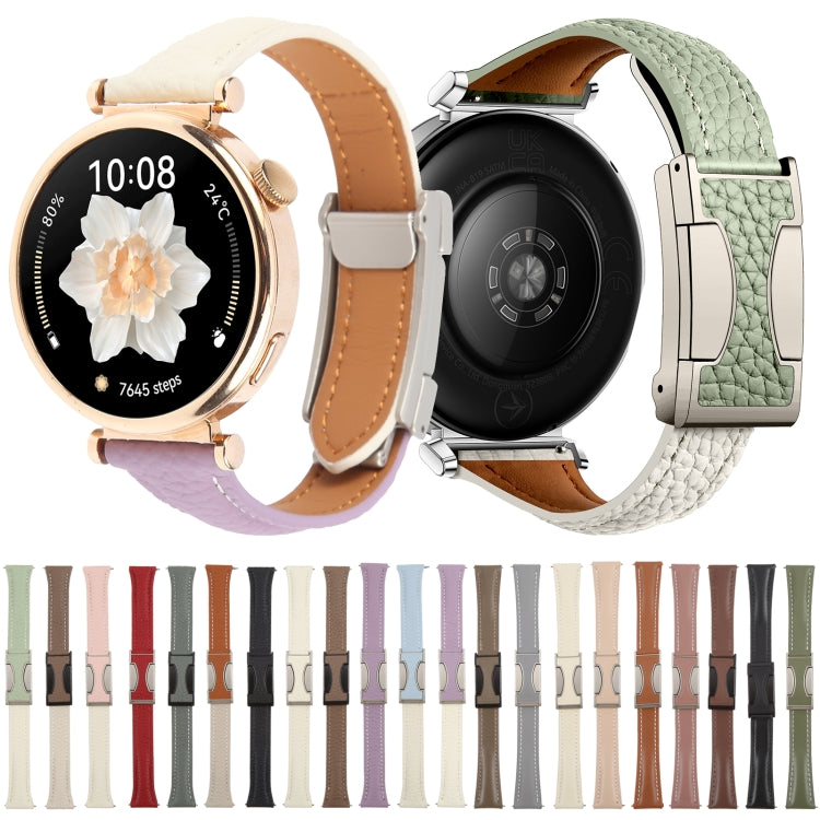 18mm Universal Slim Magnetic Buckle Genuine Leather Watch Band(Plain Weave Black) - free shipping - PMc TechLife - Order now!