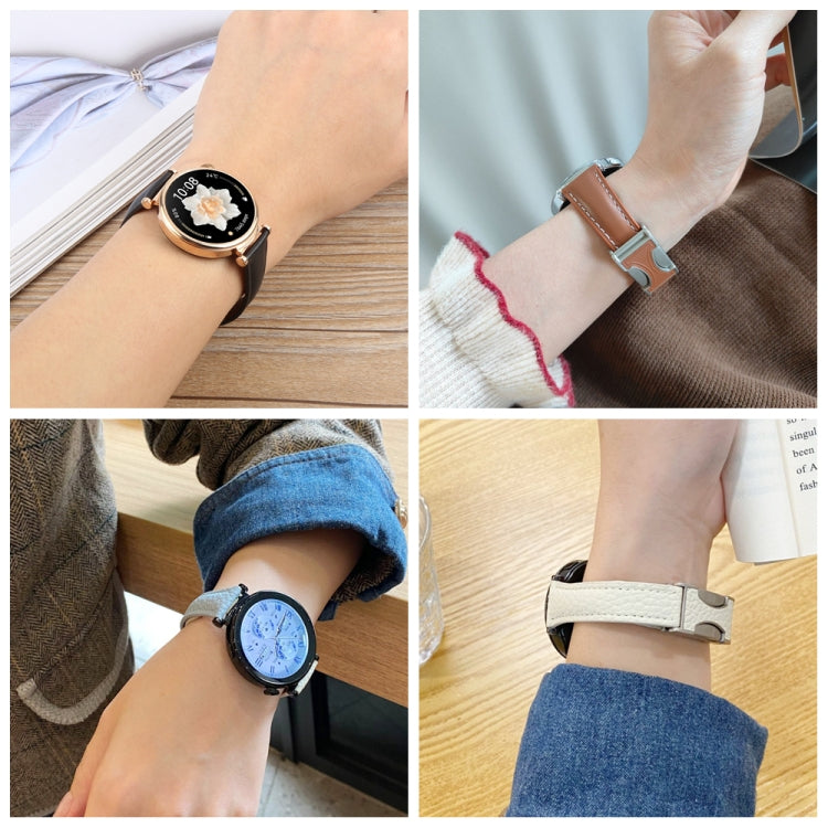 22mm Universal Slim Magnetic Buckle Genuine Leather Watch Band(Plain Weave Dark Grey) - free shipping - PMc TechLife - Order now!