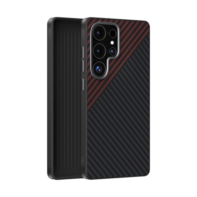 For Samsung Galaxy S25 Ultra 5G ABEEL C Carbon Fiber Series 6D Micro Relief MagSafe Phone Case(Black Red) - Galaxy S25 Ultra 5G Cases by PMC Jewellery | Online Shopping South Africa | PMC Jewellery | Buy Now Pay Later Mobicred