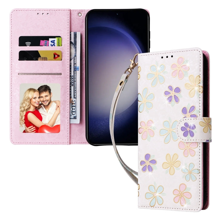 For Samsung Galaxy S25 5G Bronzing Painting RFID Leather Phone Case(Bloosoming Flower) - Galaxy S25 5G Cases by PMC Jewellery | Online Shopping South Africa | PMC Jewellery | Buy Now Pay Later Mobicred