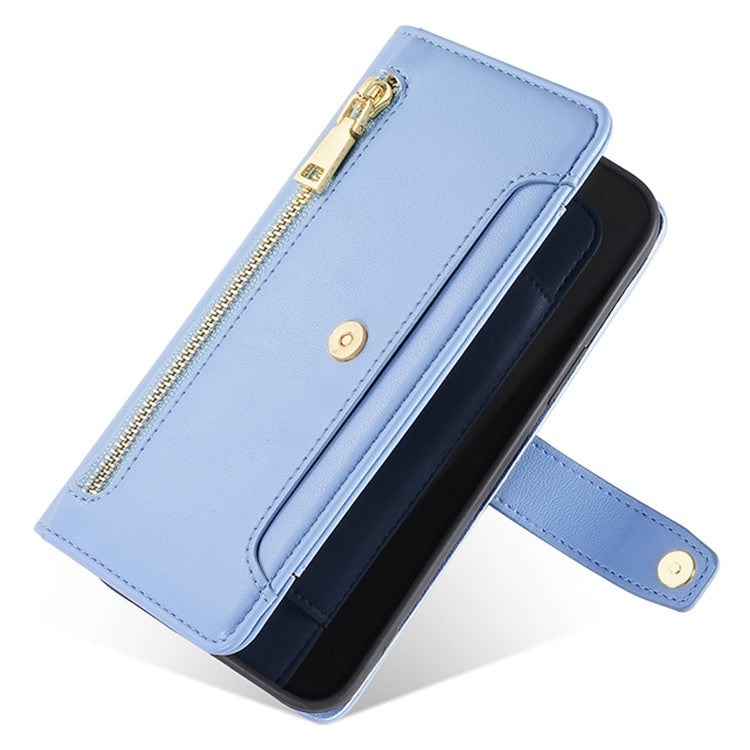 For Fujitsu Arrows We2 Plus Sheep Texture Cross-body Zipper Wallet Leather Phone Case(Blue) - free shipping - PMC TechLife - Order now!