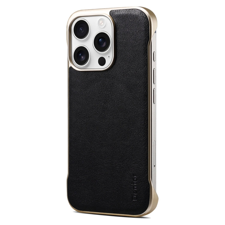 For iPhone 16 Pro Max Denior MagSafe Genuine Leather Calf Texture  Phone Case(Black) - iPhone 16 Pro Max Cases by Denior | Online Shopping South Africa | PMC Jewellery | Buy Now Pay Later Mobicred