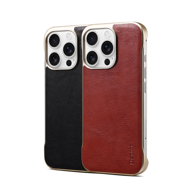 For iPhone 16 Pro Denior MagSafe Genuine Leather Calf Texture  Phone Case(Red) - iPhone 16 Pro Cases by Denior | Online Shopping South Africa | PMC Jewellery | Buy Now Pay Later Mobicred