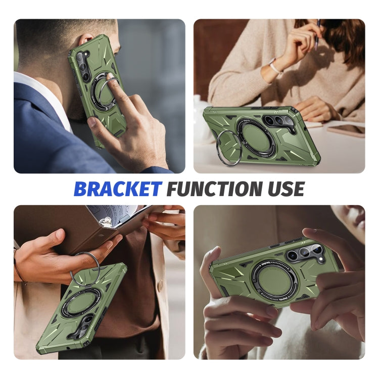 For Samsung Galaxy S25 5G MagSafe Magnetic Shockproof Phone Case with Ring Holder(Dark Green) - Galaxy S25 5G Cases by PMC Jewellery | Online Shopping South Africa | PMC Jewellery | Buy Now Pay Later Mobicred