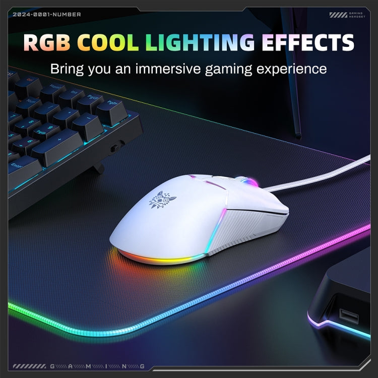 ONIKUMA CW929 RGB 6400DPI Wired Mouse(White) - free shipping - PMC TechLife - Order now!