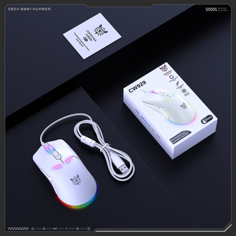 ONIKUMA CW929 RGB 6400DPI Wired Mouse(White) - free shipping - PMC TechLife - Order now!