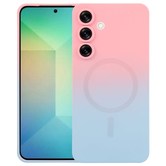 For Samsung Galaxy S25+ 5G Liquid TPU Silicone Gradient MagSafe Phone Case(Pink Blue) - Galaxy S25+ 5G Cases by PMC Jewellery | Online Shopping South Africa | PMC Jewellery | Buy Now Pay Later Mobicred