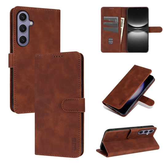 For Samsung Galaxy S25+ 5G AZNS Skin Feel Calf Texture Flip Leather Phone Case(Brown) - Galaxy S25+ 5G Cases by AZNS | Online Shopping South Africa | PMC Jewellery | Buy Now Pay Later Mobicred