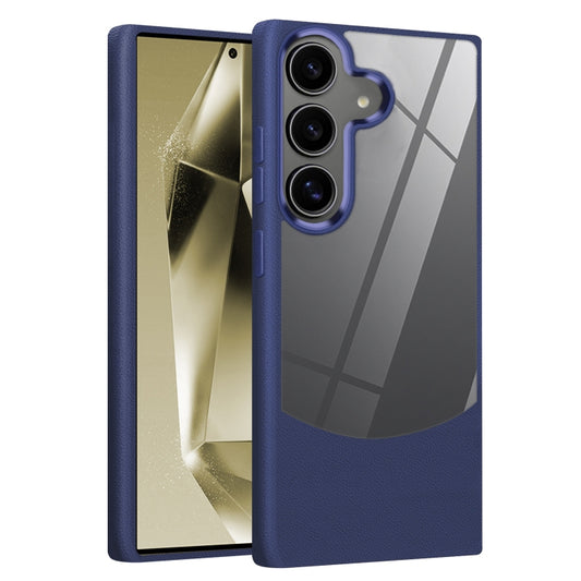 For Samsung Galaxy S25+ 5G Litchi Texture TPU Hybrid Acrylic Phone Case(Blue) - Galaxy S25+ 5G Cases by PMC Jewellery | Online Shopping South Africa | PMC Jewellery | Buy Now Pay Later Mobicred