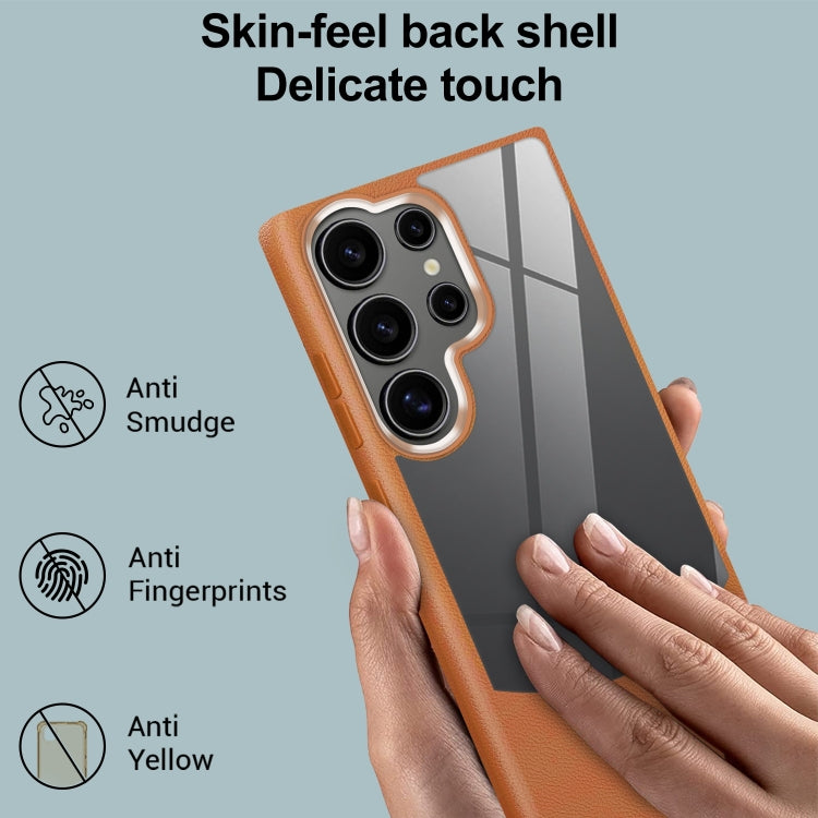 For Samsung Galaxy S25 5G Litchi Texture TPU Hybrid Acrylic Phone Case(Blue) - Galaxy S25 5G Cases by PMC Jewellery | Online Shopping South Africa | PMC Jewellery | Buy Now Pay Later Mobicred