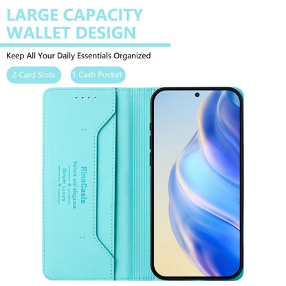 For Honor Magic6 Pro Global RC01 Dual-Folded Magnetic Suction RFID Leather Phone Case(Mint Green) - Honor Cases by PMC Jewellery | Online Shopping South Africa | PMC Jewellery | Buy Now Pay Later Mobicred