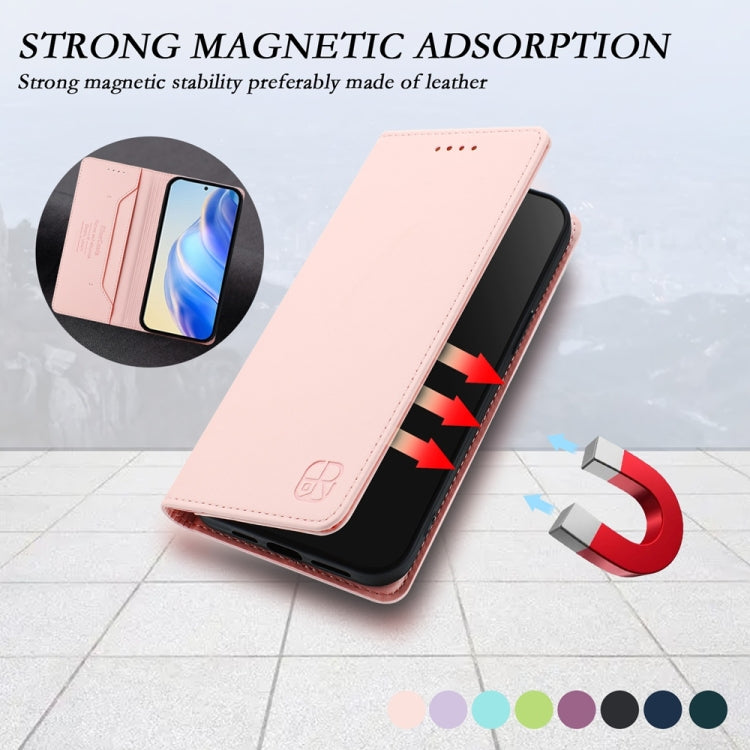 For Honor Magic6 Pro Global RC01 Dual-Folded Magnetic Suction RFID Leather Phone Case(Pink) - Honor Cases by PMC Jewellery | Online Shopping South Africa | PMC Jewellery | Buy Now Pay Later Mobicred