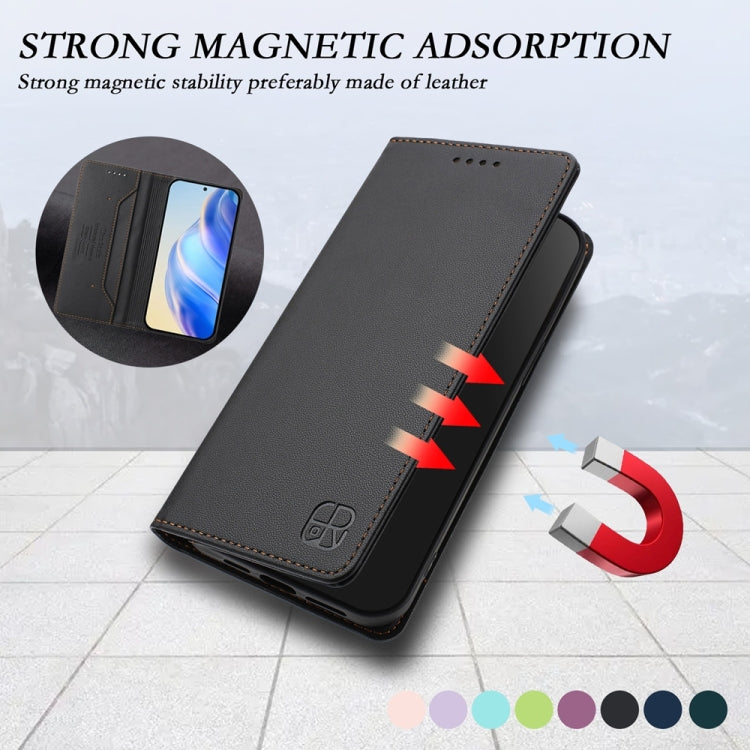 For Honor Magic6 Pro Global RC01 Dual-Folded Magnetic Suction RFID Leather Phone Case(Black) - Honor Cases by PMC Jewellery | Online Shopping South Africa | PMC Jewellery | Buy Now Pay Later Mobicred