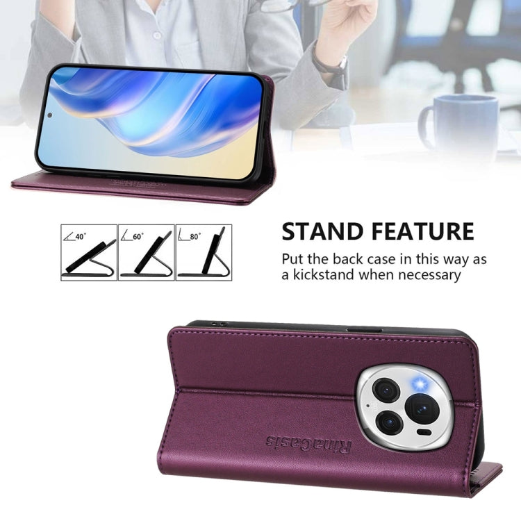 For Honor Magic6 Pro Global RC01 Dual-Folded Magnetic Suction RFID Leather Phone Case(Violet) - Honor Cases by PMC Jewellery | Online Shopping South Africa | PMC Jewellery | Buy Now Pay Later Mobicred